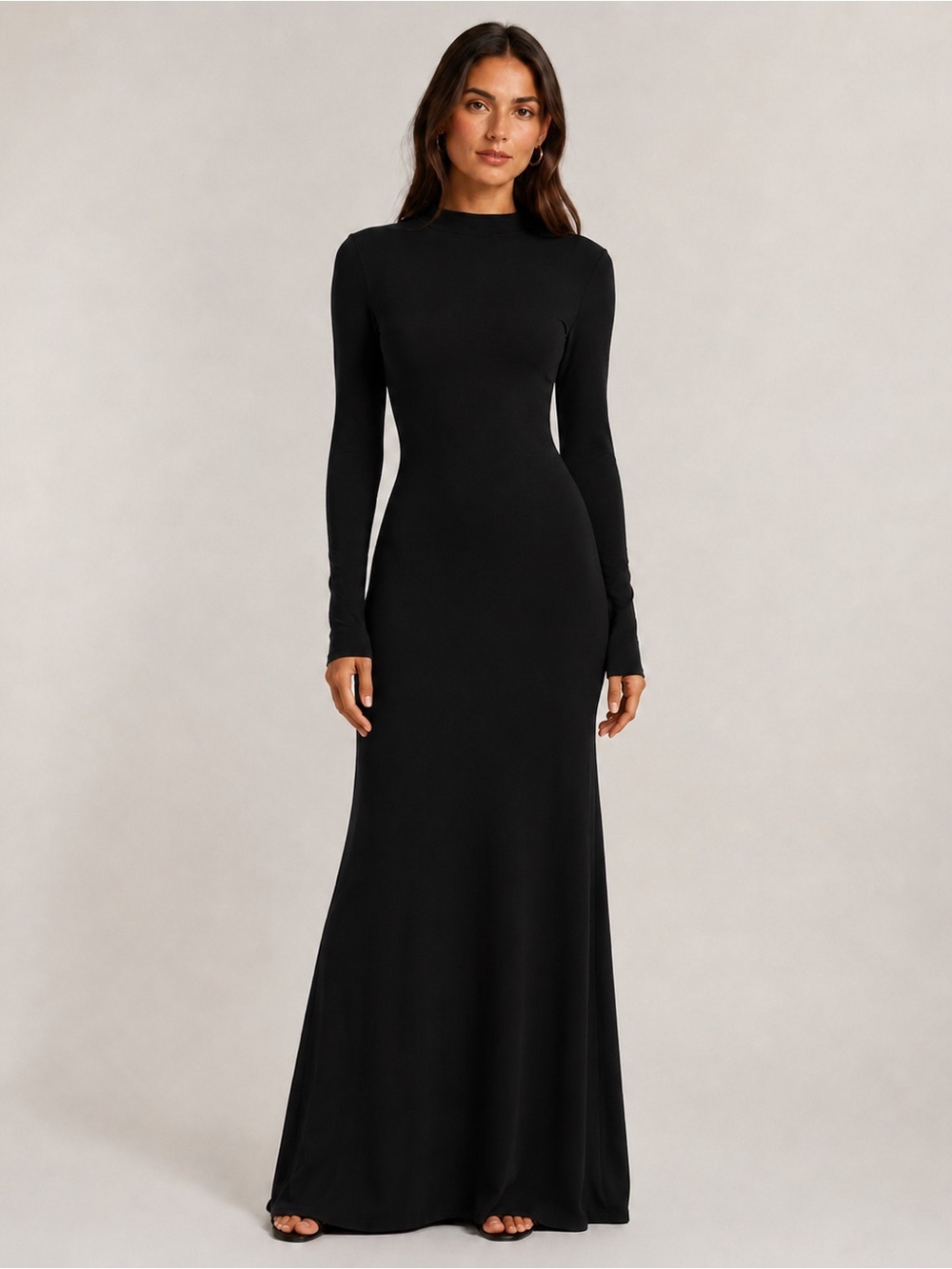 Naked Wardrobe Naked Long Sleeve Flare Maxi Dress Black